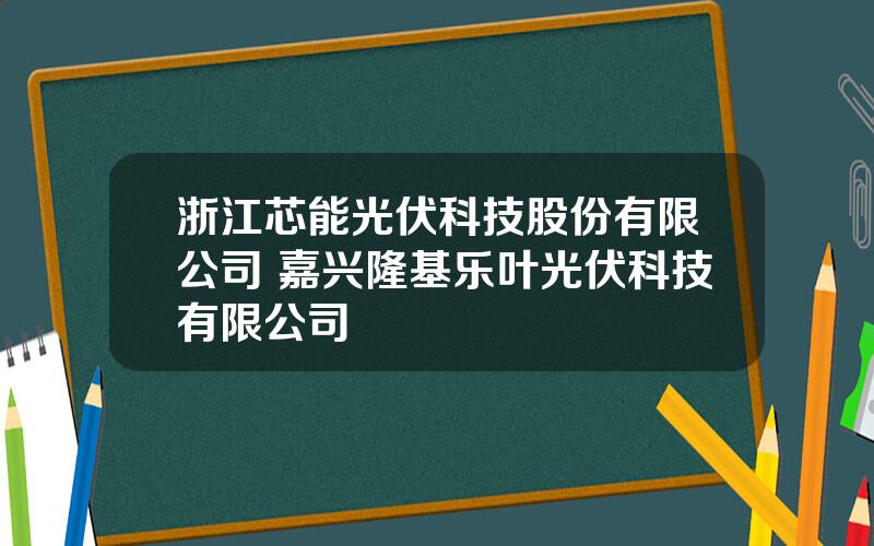 浙江芯能光伏科技股份有限公司 嘉兴隆基乐叶光伏科技有限公司